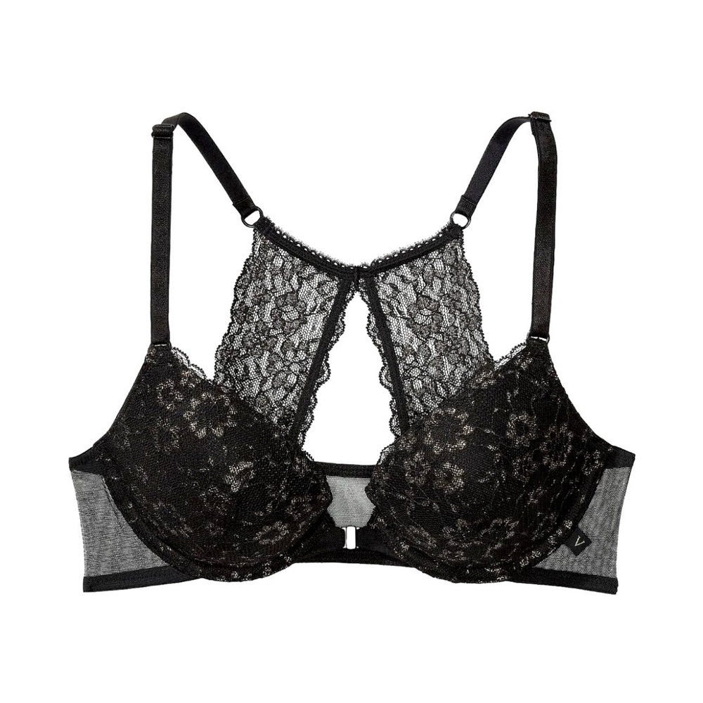 Victoria's Secret Black Lace Push-up Bra with Underwire Support